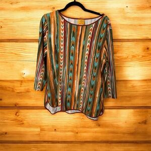 Ruby Rd. Multicolor Striped Long Sleeve Top